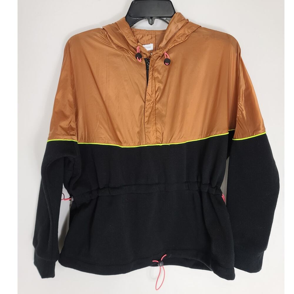 Urban Outfitters Aiden Colorblock Windbreaker Brown/Black Small Hooded Anorak